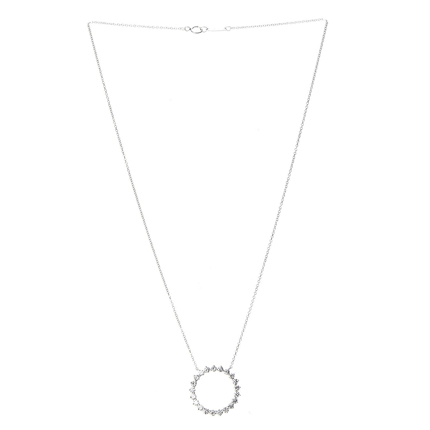 Platinum Diamond Open Circle Pendant Necklace