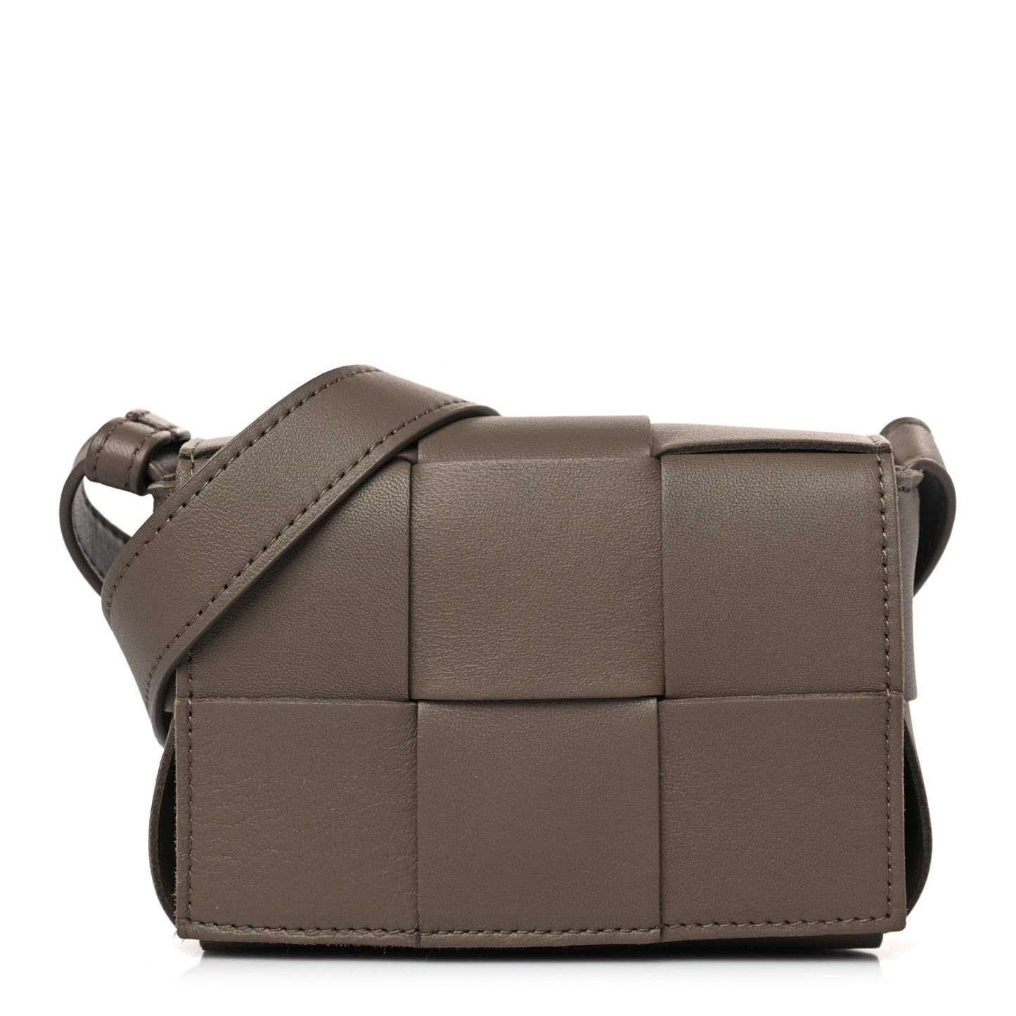 Lambskin Maxi Intreccio Candy Cassette Crossbody Bag Taupe Grey