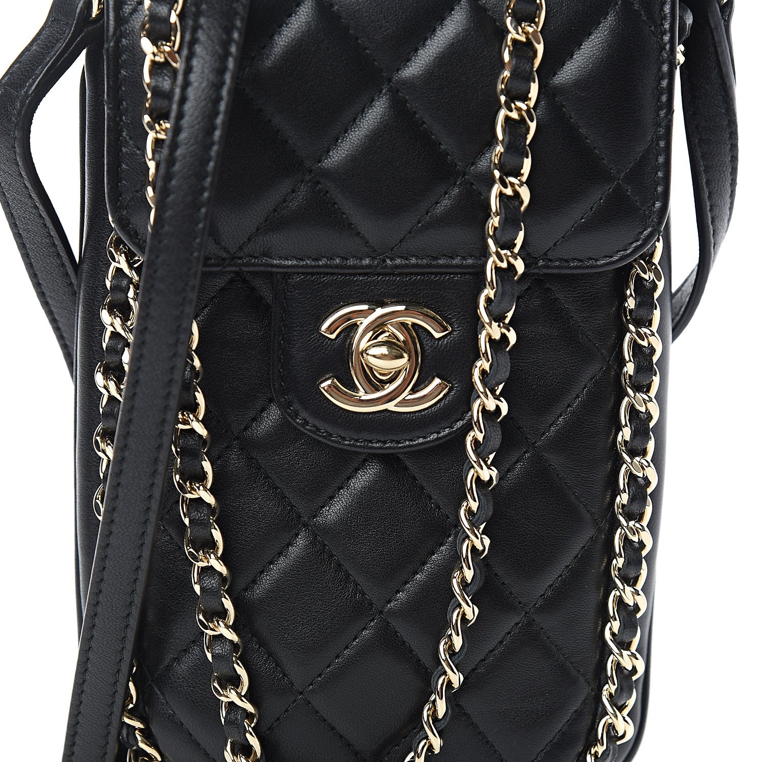 Chanel Lambskin Quilted Chain Around Flap Crossbody Black 10 of 11