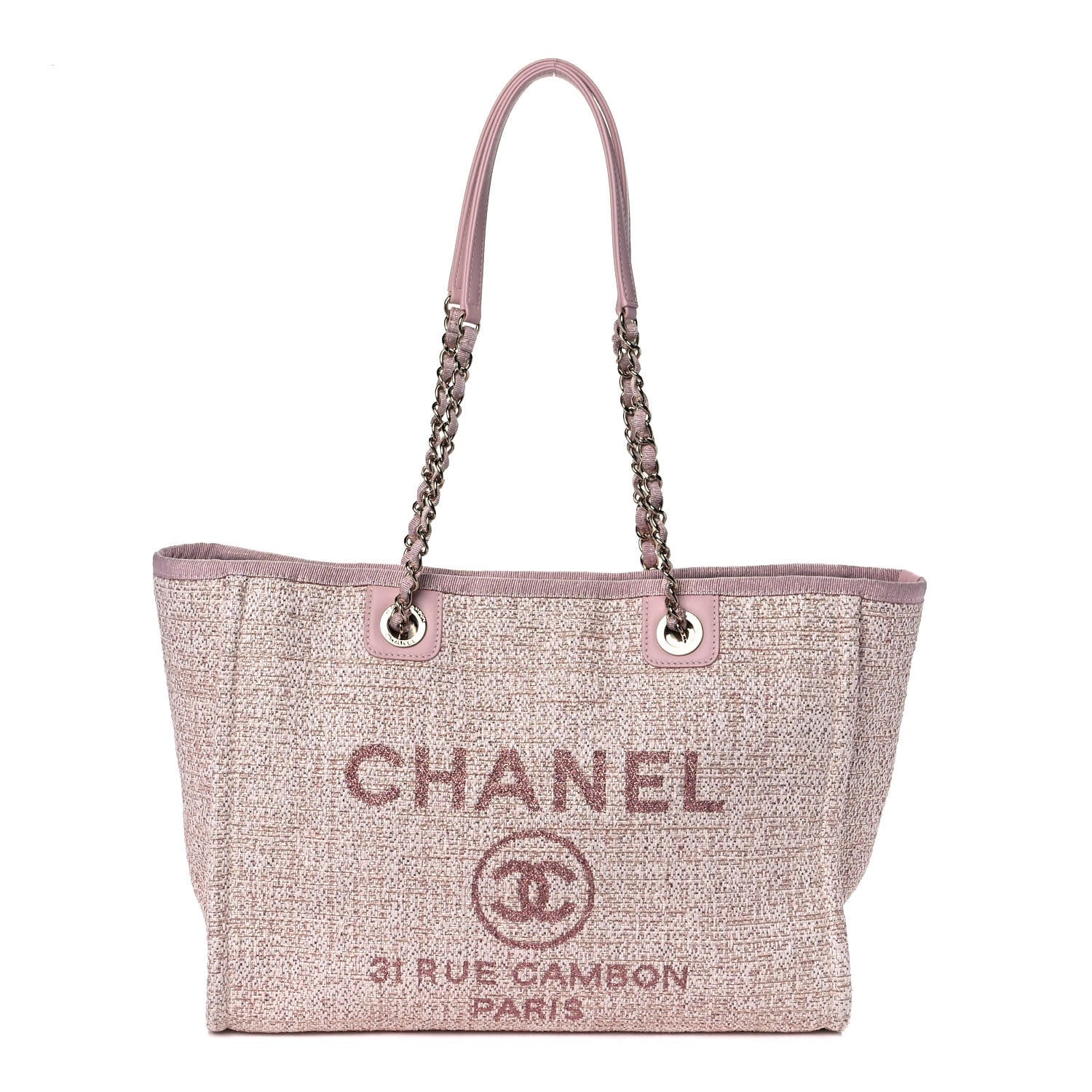 Chanel Lurex Boucle Deauville Tote Pink 1 of 11