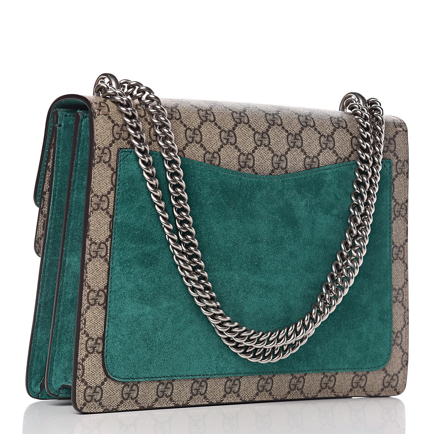 Gucci GG Supreme Monogram Embroidered Medium Dionysus Shoulder Bag Emerald 3 of 13