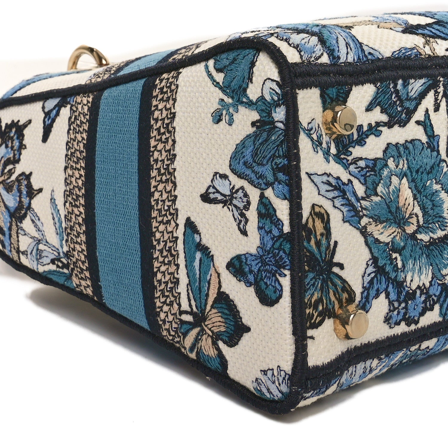 Christian Dior Canvas Toile de Jouy Mexico Embroidered Medium Lady D-Lite White Blue Multicolor 8 of 9