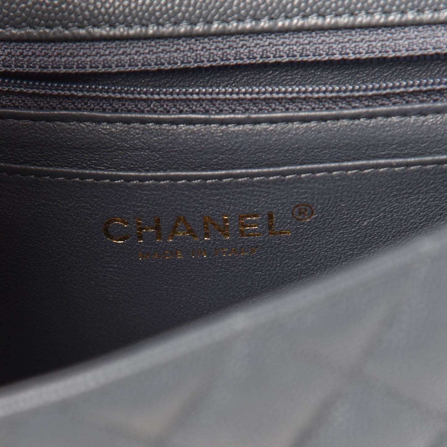 Caviar Quilted Mini Rectangular Flap Dark Grey