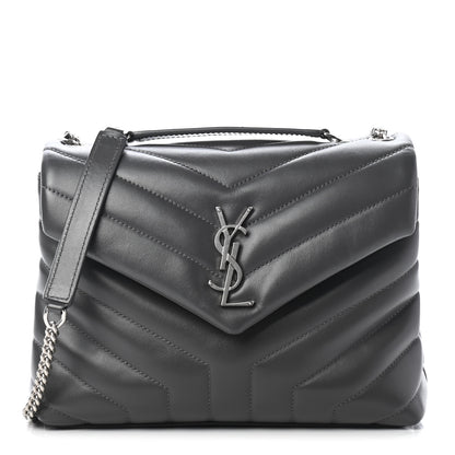Saint Laurent Calfskin Y Quilted Monogram Small Loulou Chain Satchel Earth 1 of 8