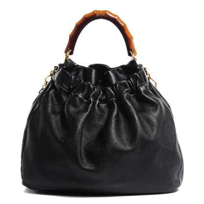 Miu Miu Leather Medium Bamboo Handle Shoulder Bag Black 1 of 9