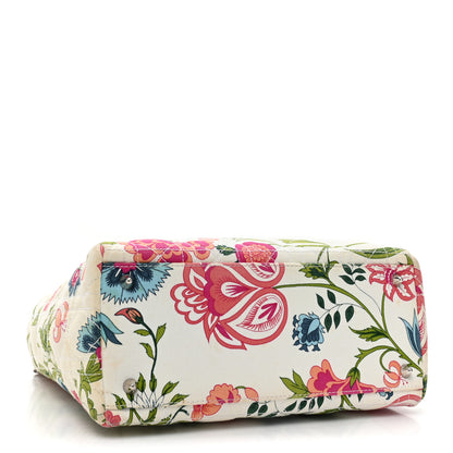 Christian Dior Canvas Cannage Floral Print Medium Lady Dior White Multicolor 4 of 19