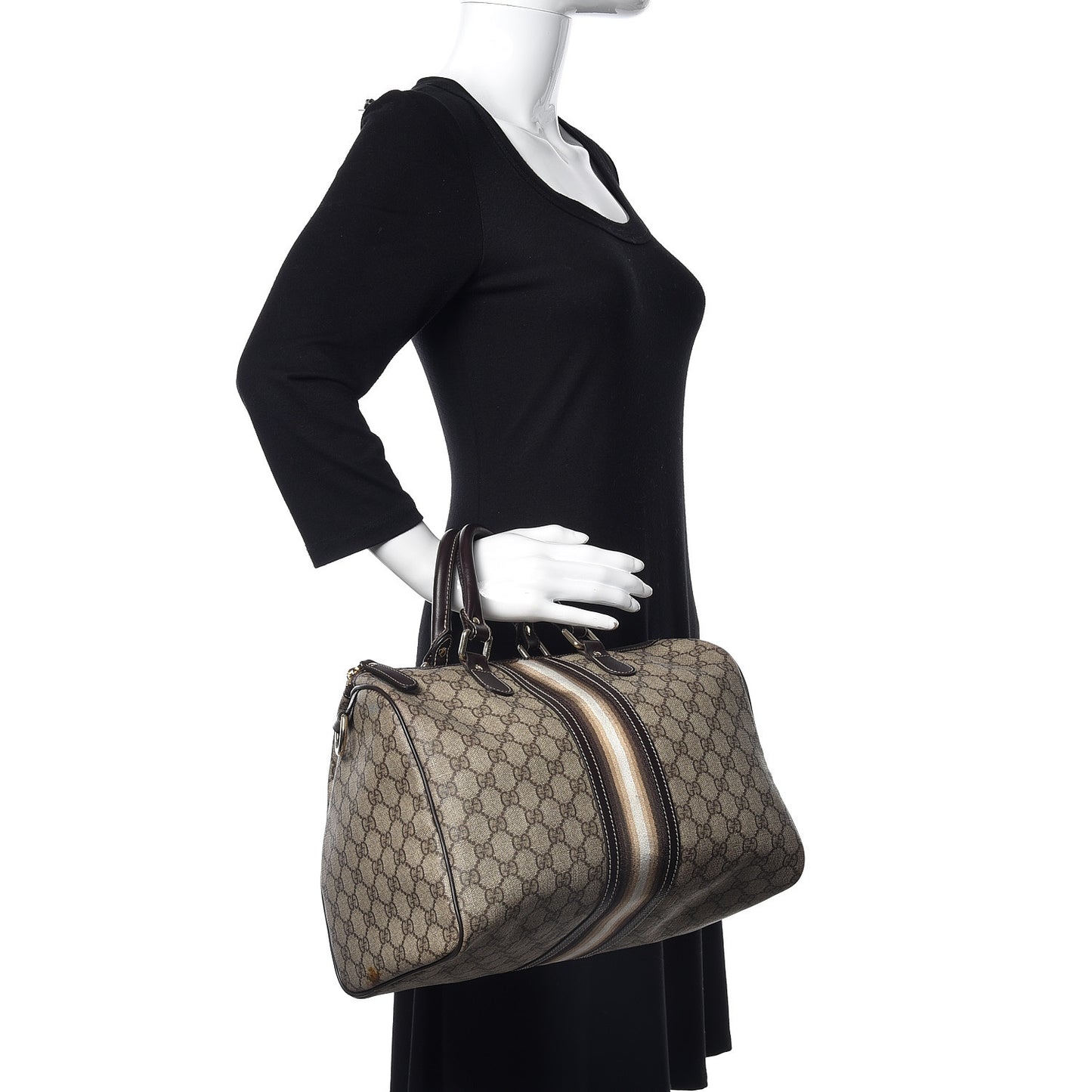 GG Plus Monogram Web Medium Joy Boston Dark Brown