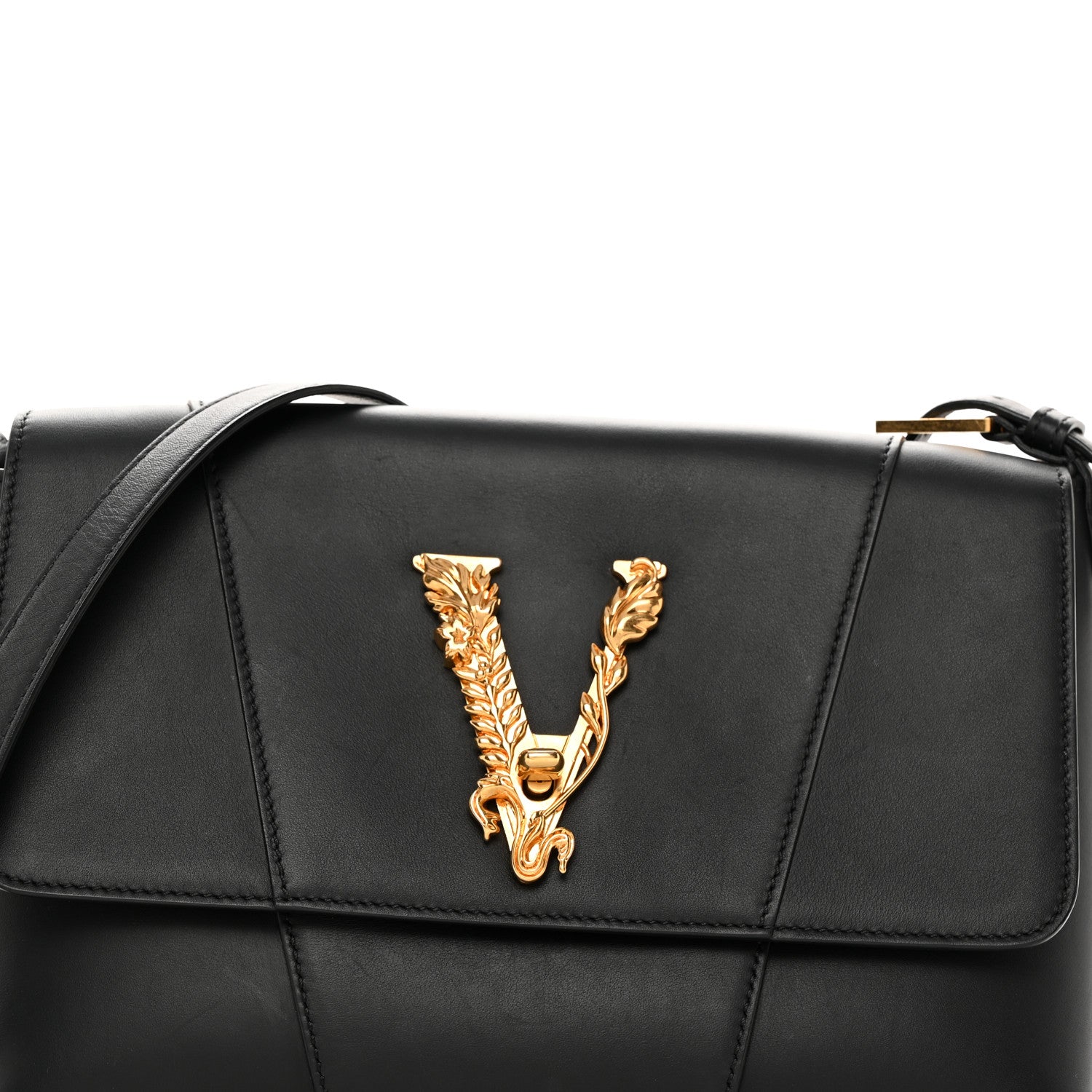 Versace Vitello Barocco Virtus Shoulder Bag Black 8 of 15