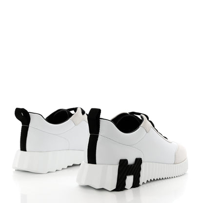 Hermes Goatskin Suede Bouncing Sneakers 36.5 White Black 4 of 9