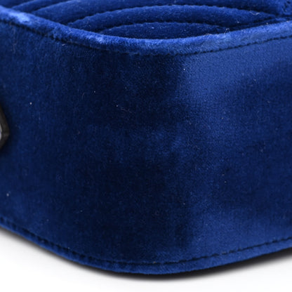 Gucci Velvet Matelasse Small GG Marmont Chain Shoulder Bag Cobalt 9 of 10