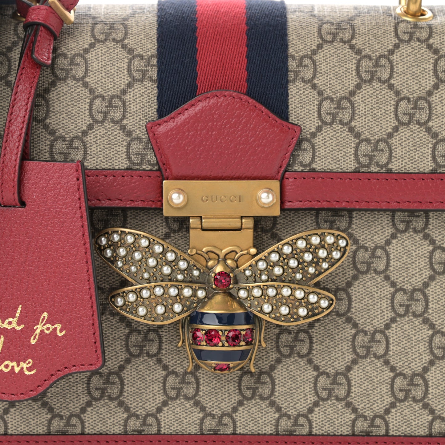 GG Supreme Monogram Small Queen Margaret Top Handle Bag Red