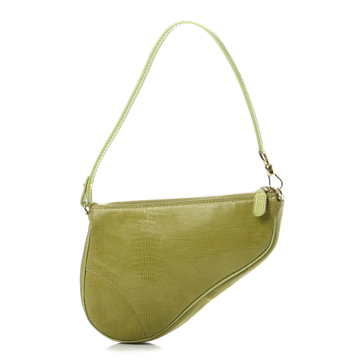 Christian Dior Lizard Mini Saddle Pochette Green 1 of 10