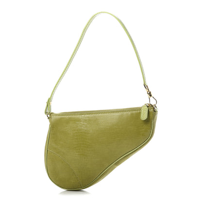 Christian Dior Lizard Mini Saddle Pochette Green 1 of 10