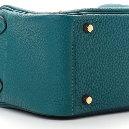Hermes Taurillon Clemence Mini Lindy 20 Vert Bosphore 7 of 8