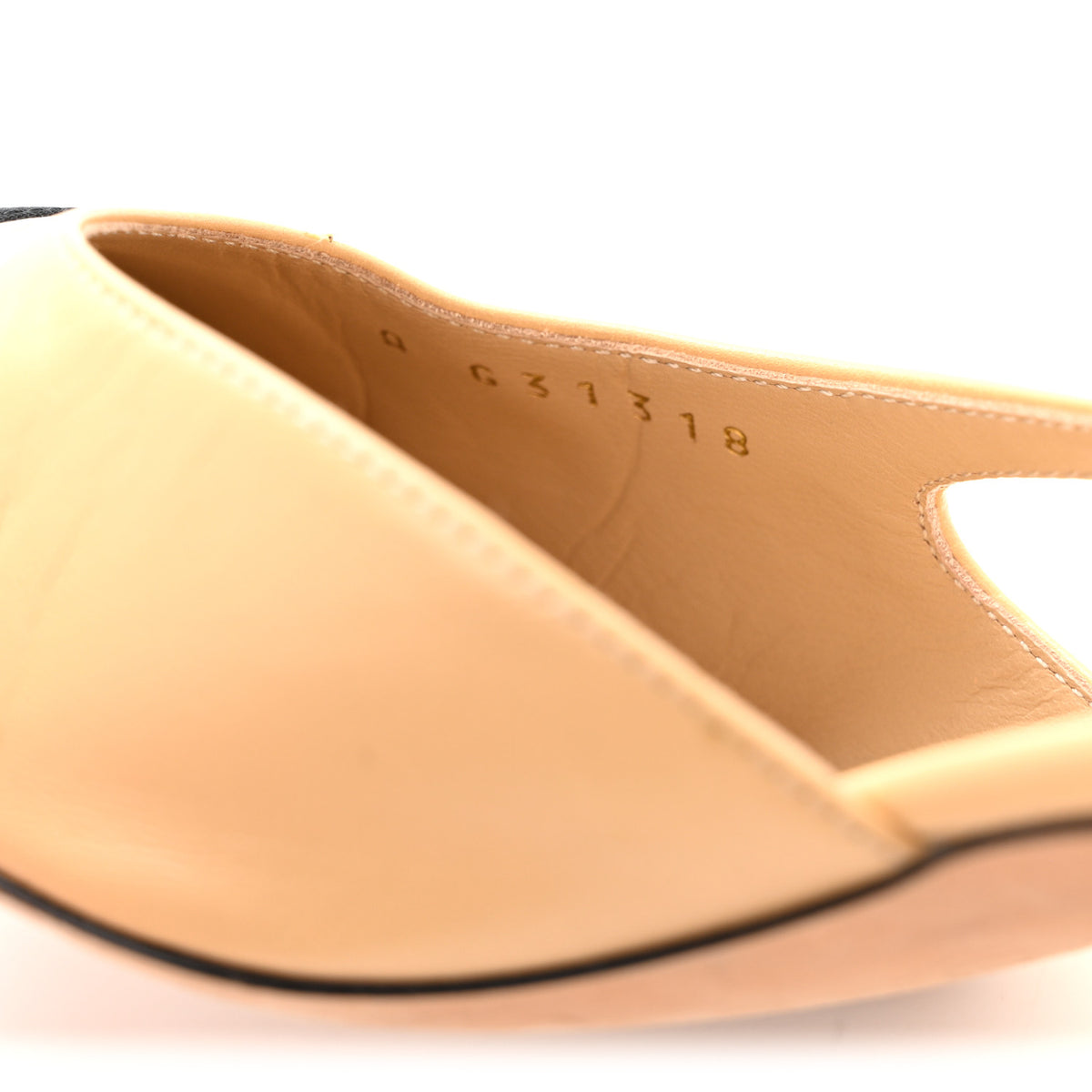 Chanel Goatskin Grosgrain Cap Toe CC Slingback Pumps 39 Beige Black 9 of 11