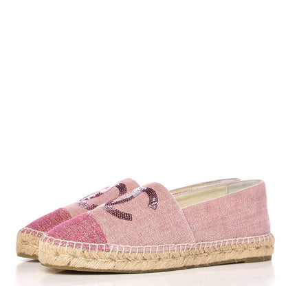 Chanel Toile Sequin CC Espadrilles 39 Pink Dark Pink 3 of 10
