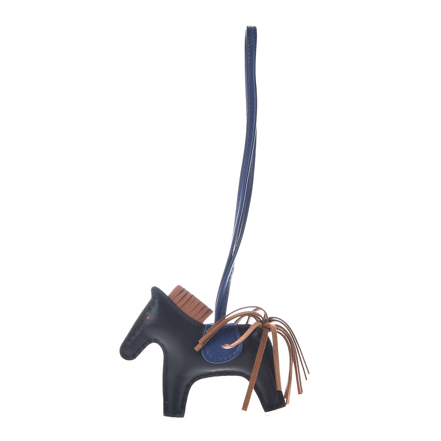 Hermes Milo Lambskin Grigri Rodeo Horse Bag Charm PM Black Bleu Saphir Gold 1 of 4
