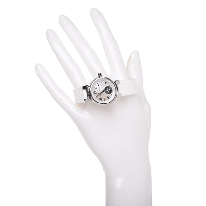 Louis Vuitton Stainless Steel Rubber Diamond Mother of Pearl 28mm Tambour Lovely Cup Quartz Watch 2 of 7