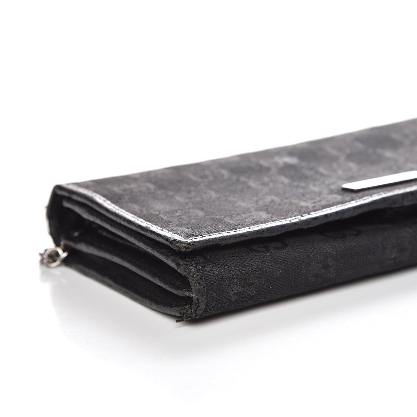 Monogram Metal Bar Chain Wallet Black