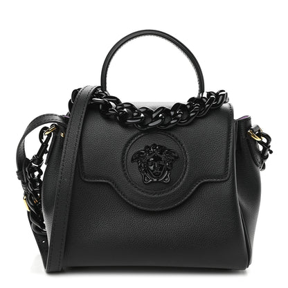 Versace Grained Calfskin Small La Medusa Top Handle Bag Black Lilac 1 of 9