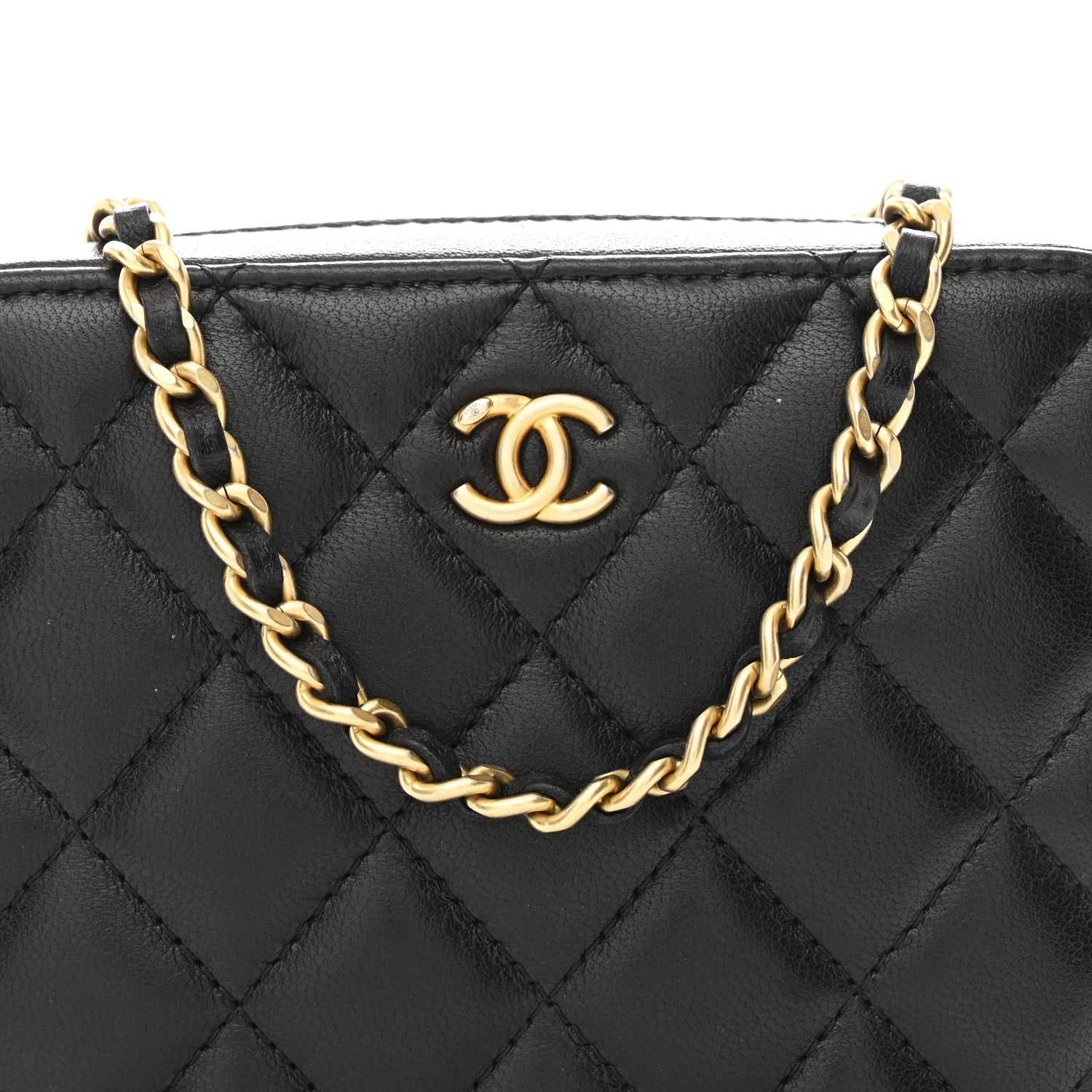 Chanel Lambskin Quilted CC Pearl Crush Camera Case Black 1809248