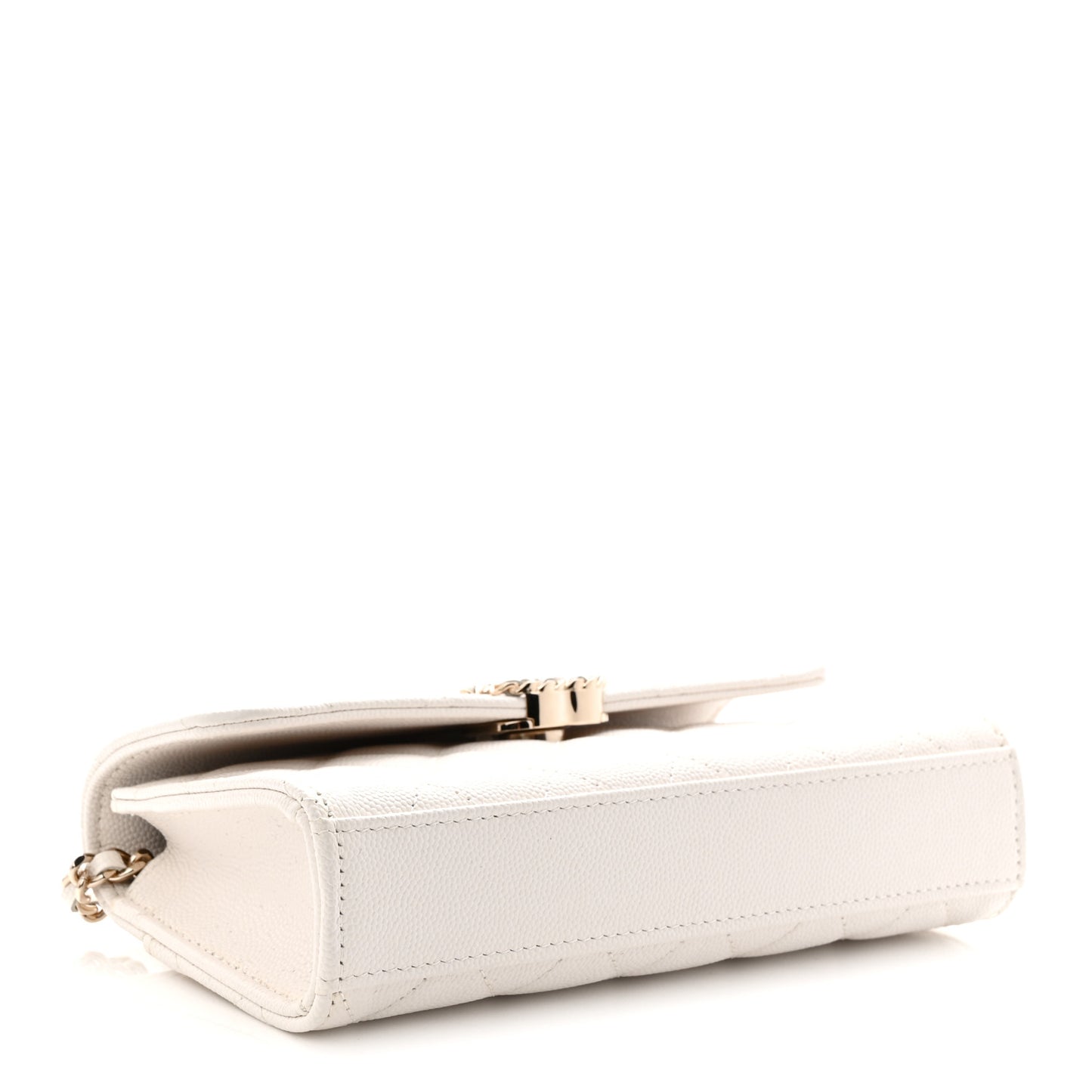 Caviar Quilted Chain Match Top Handle Phone Holder With Chain White