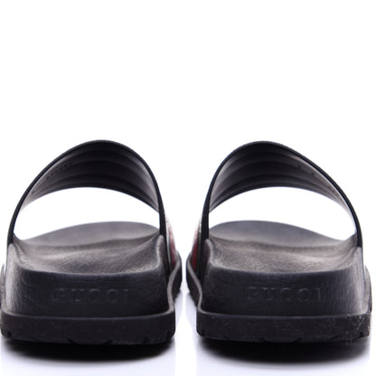 Gucci Rubber Web Mens Lug Sole Slide Sandals 6 Black Green Red 6 of 11