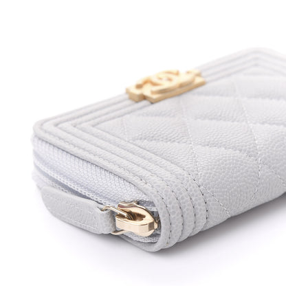 Chanel Caviar Quilted Boy Zip Around Coin Purse Wallet Grey 6 of 11