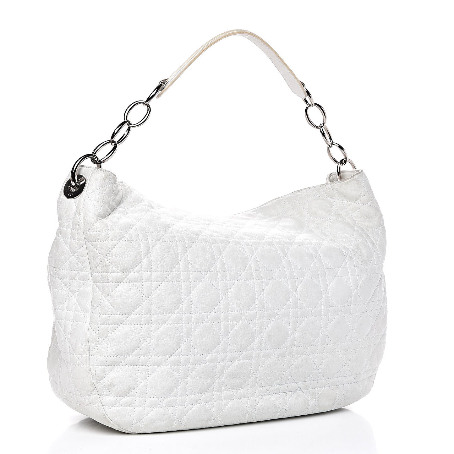 Lambskin Cannage Large Dior Soft Hobo White