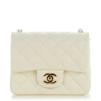 Chanel Lambskin Quilted Mini Square Flap Dark White 1 of 8