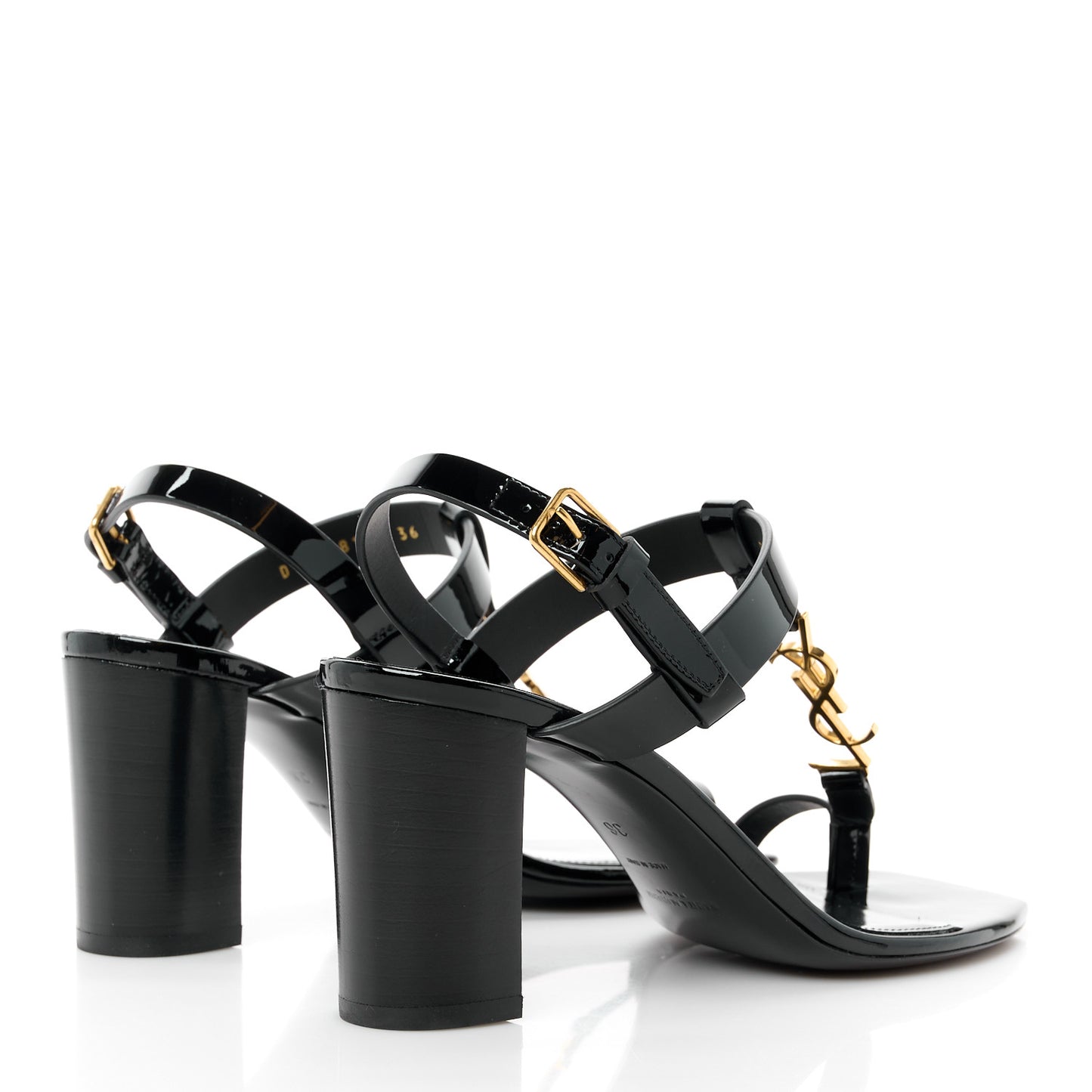Patent Calfskin Cassandra 75 Sandals 36 Black