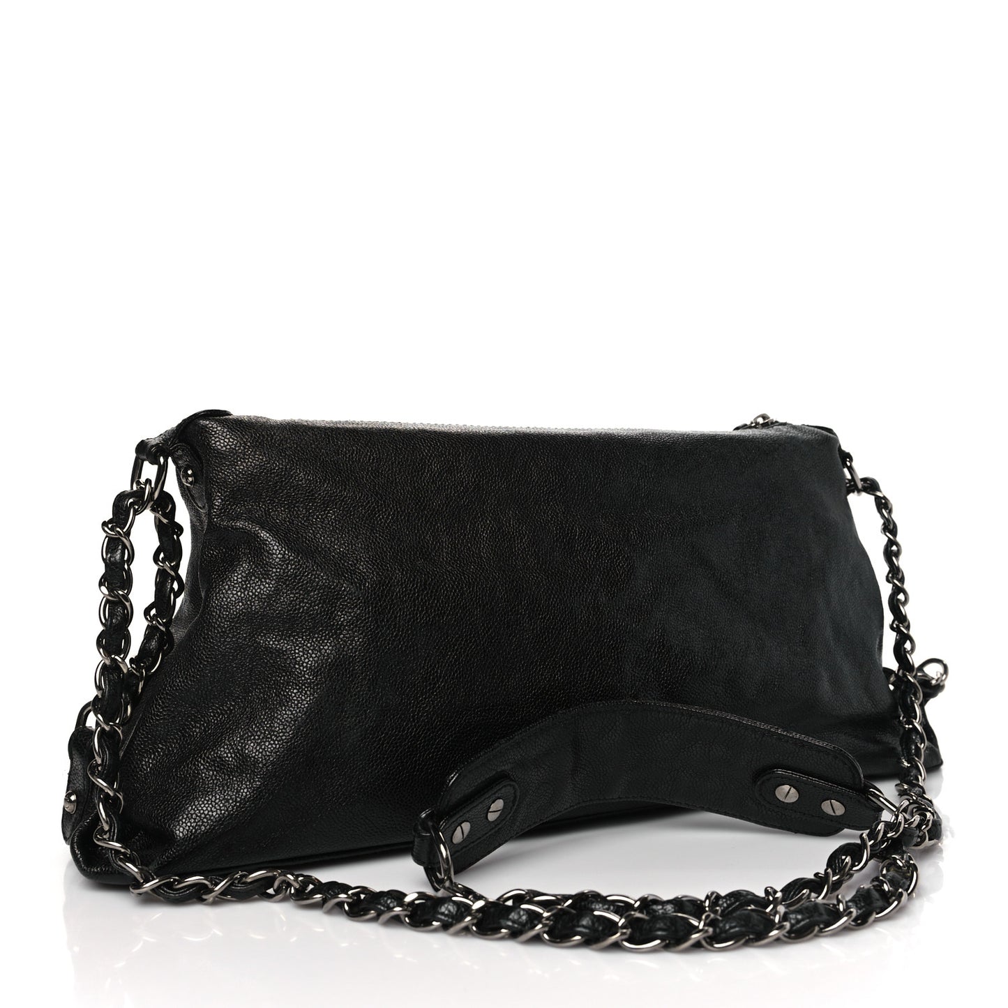 Glazed Caviar Pocket In The City Shoulder Bag Black