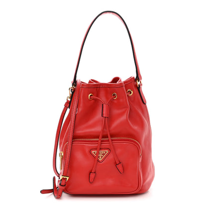 Prada Glace Calfskin Logo Mini Bucket Crossbody Bag Red 1 of 10