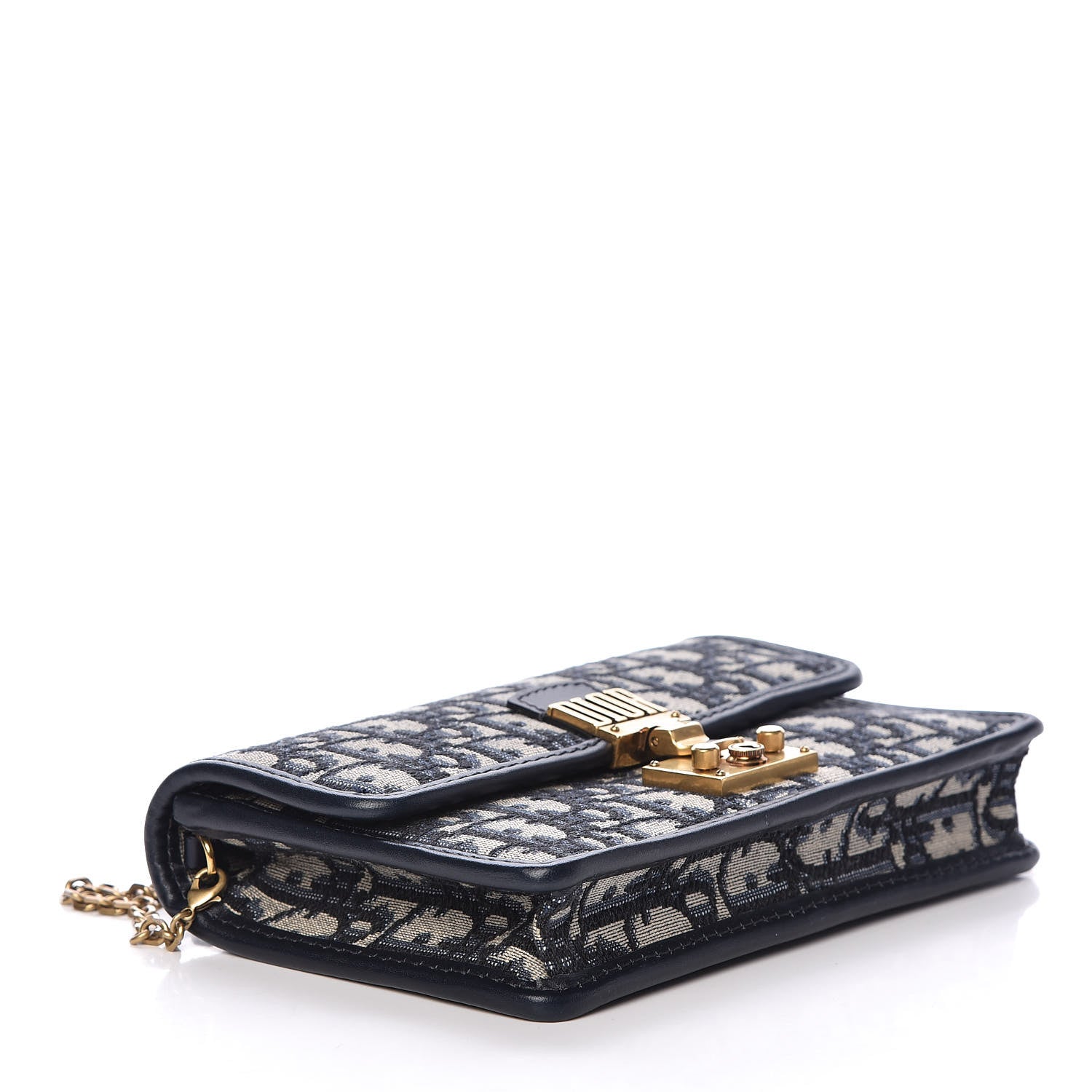 Christian Dior Oblique DiorAddict Wallet On Chain Clutch Navy Blue 4 of 9