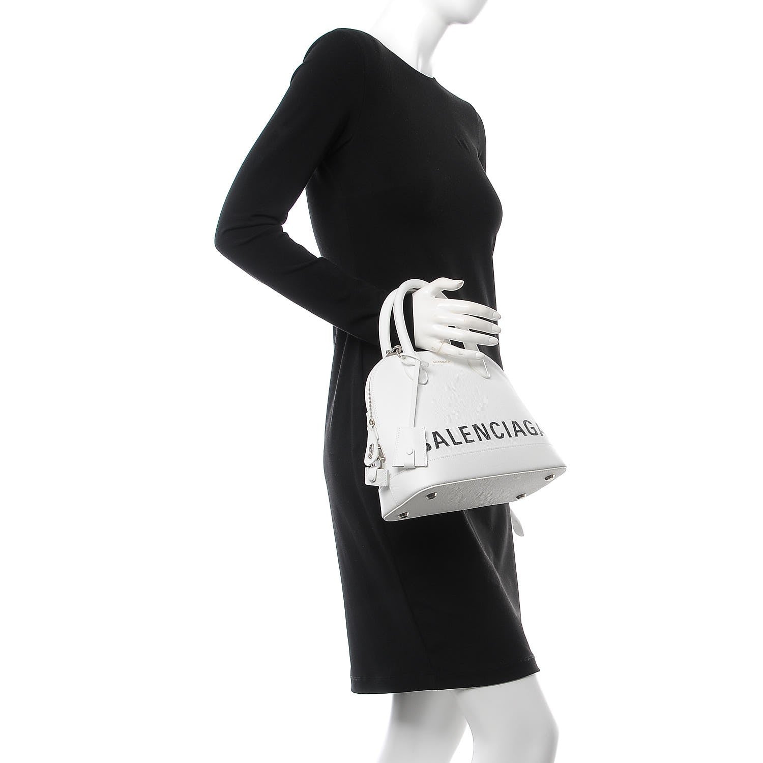Balenciaga Signature Grained Calfskin Logo S Ville Top Handle Bag White 3 of 9
