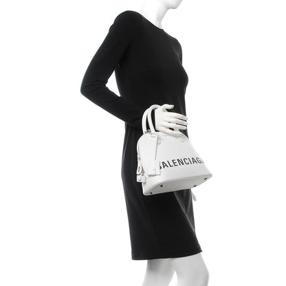 Balenciaga Signature Grained Calfskin Logo S Ville Top Handle Bag White 3 of 9