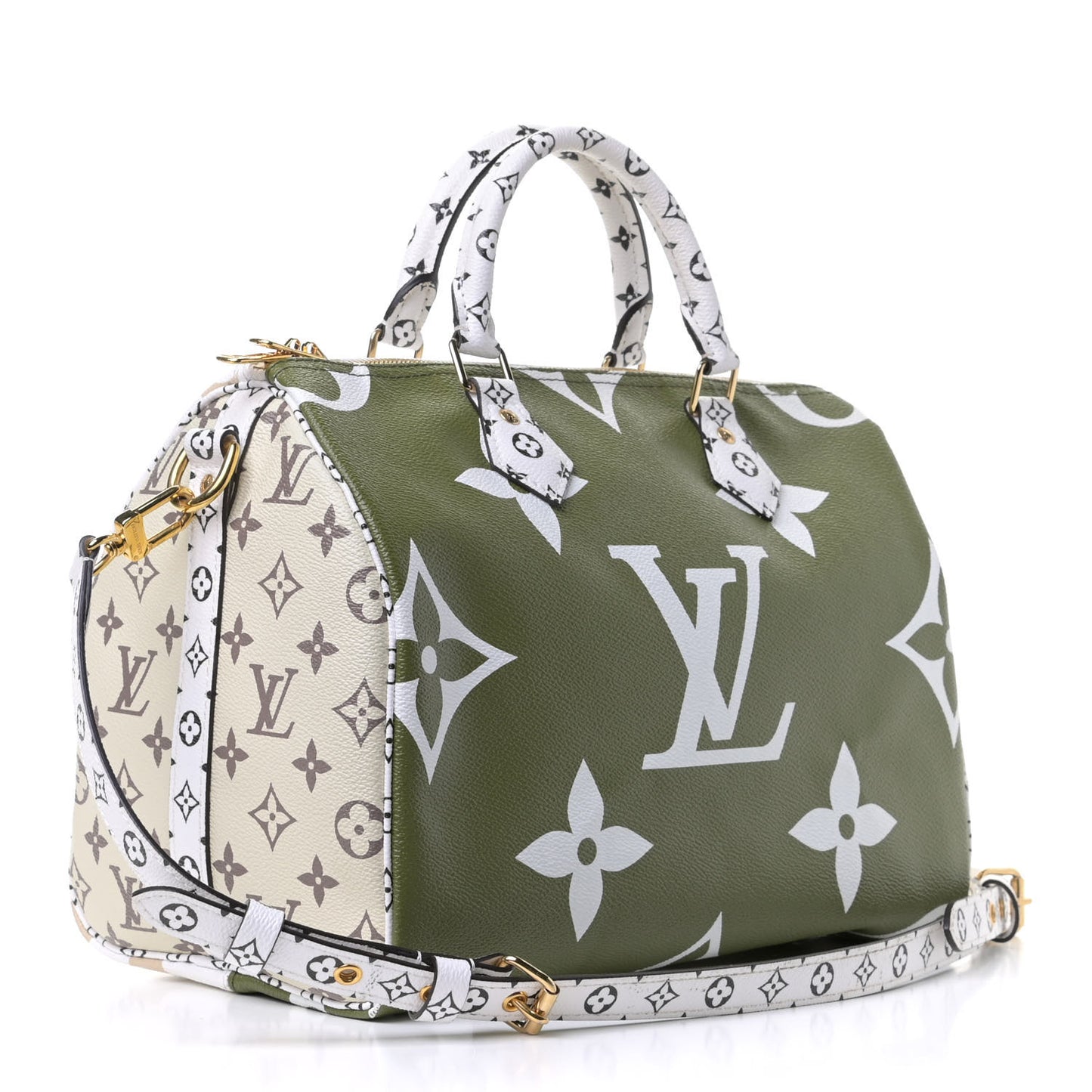 Monogram Giant Speedy Bandouliere 30 Kaki Beige