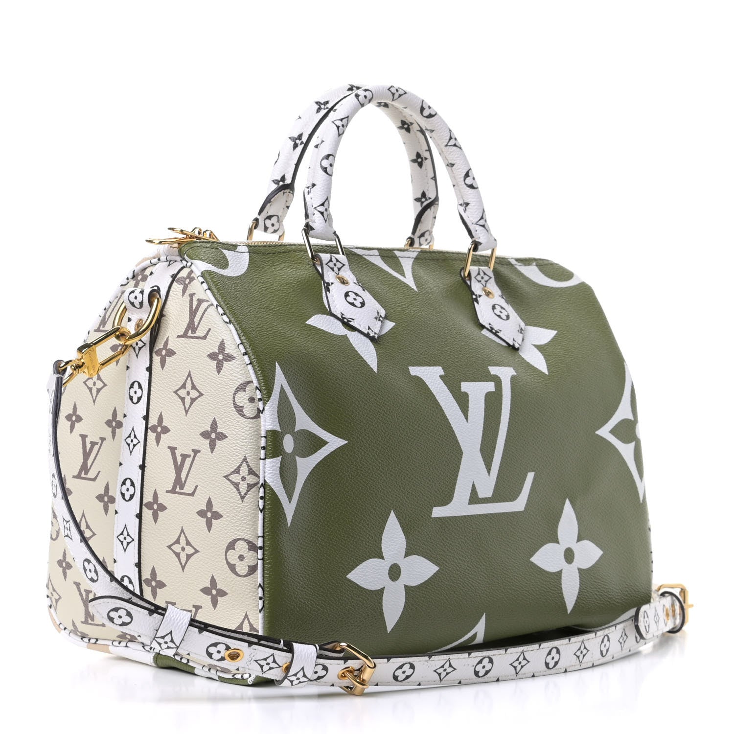 Louis Vuitton Monogram Giant Speedy Bandouliere 30 Kaki Beige 2 of 5
