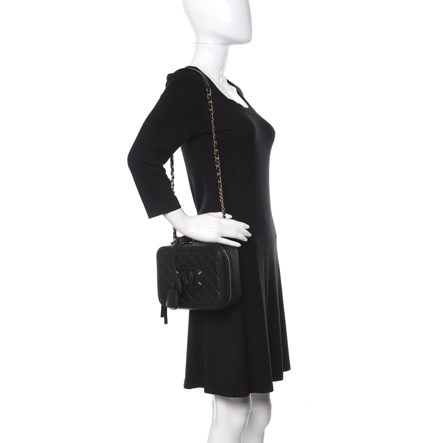 Chanel Caviar Quilted Medium CC Filigree Vanity Case Black 2 of 11