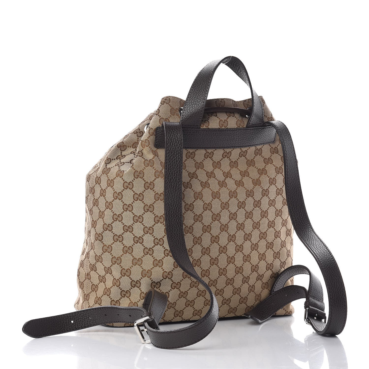 Gucci Monogram Dollar Calfskin O Drawstring Backpack Beige Ebony Testa di Moro Dark Chocolate 3 of 12