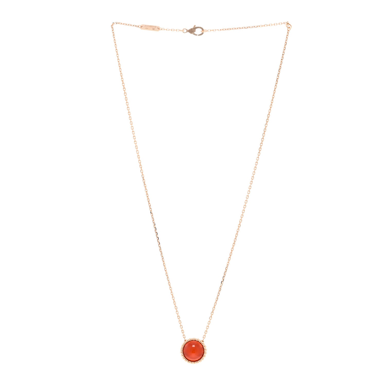 Van Cleef & Arpels 18K Rose Gold Carnelian Perlee Couleurs Pendant Necklace 3 of 4