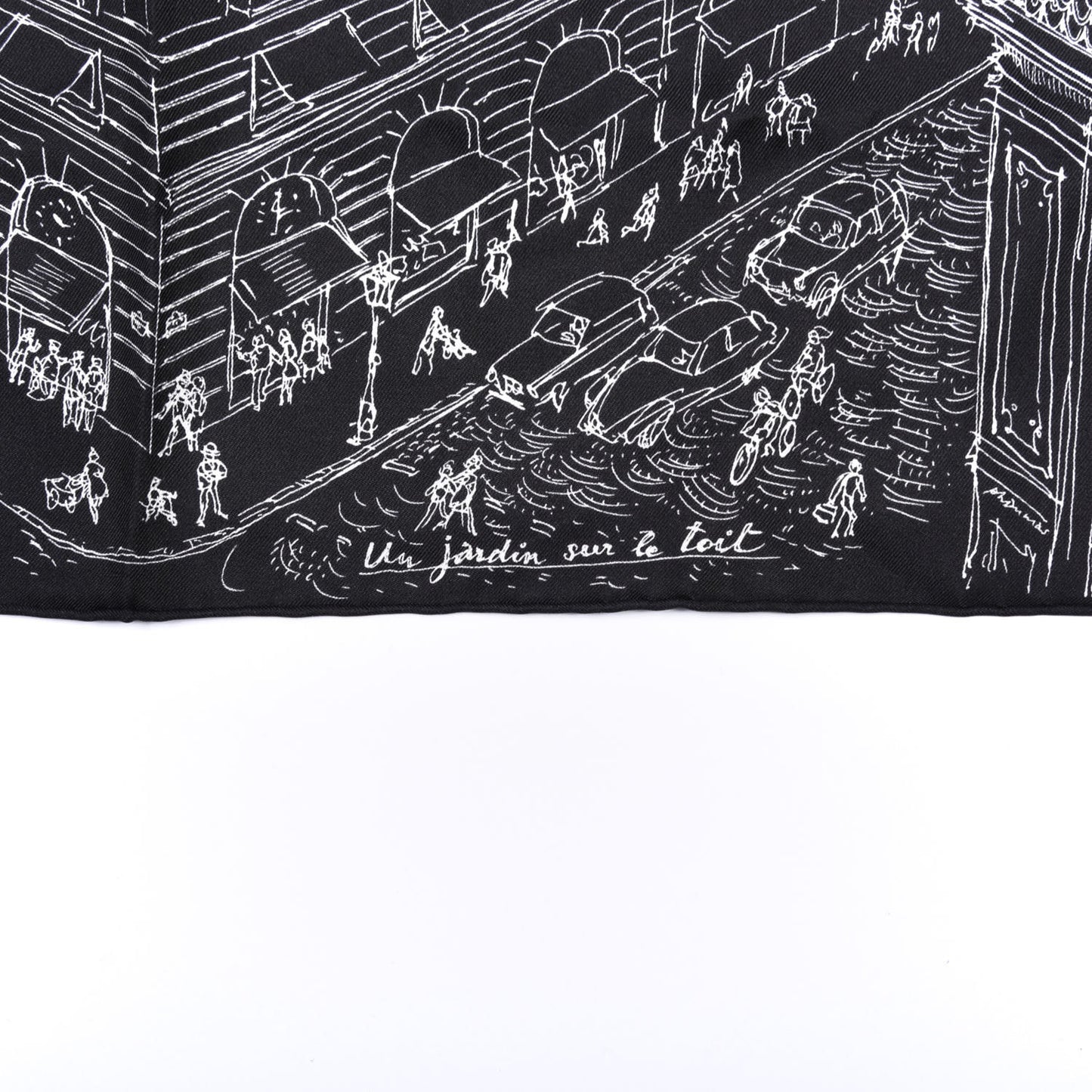Silk Un Jardin Sur Le Toit Pocket Square Black White