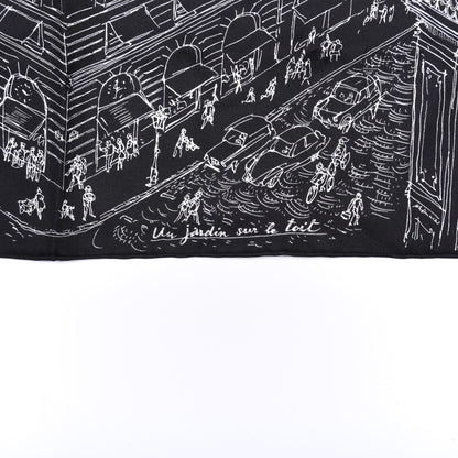Hermes Silk Un Jardin Sur Le Toit Pocket Square Black White 4 of 6