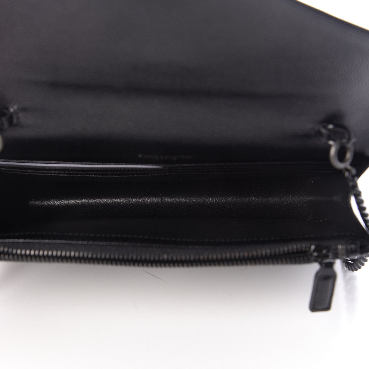 Saint Laurent Grain De Poudre Matelasse Chevron Monogram Envelope Chain Wallet Black 5 of 11