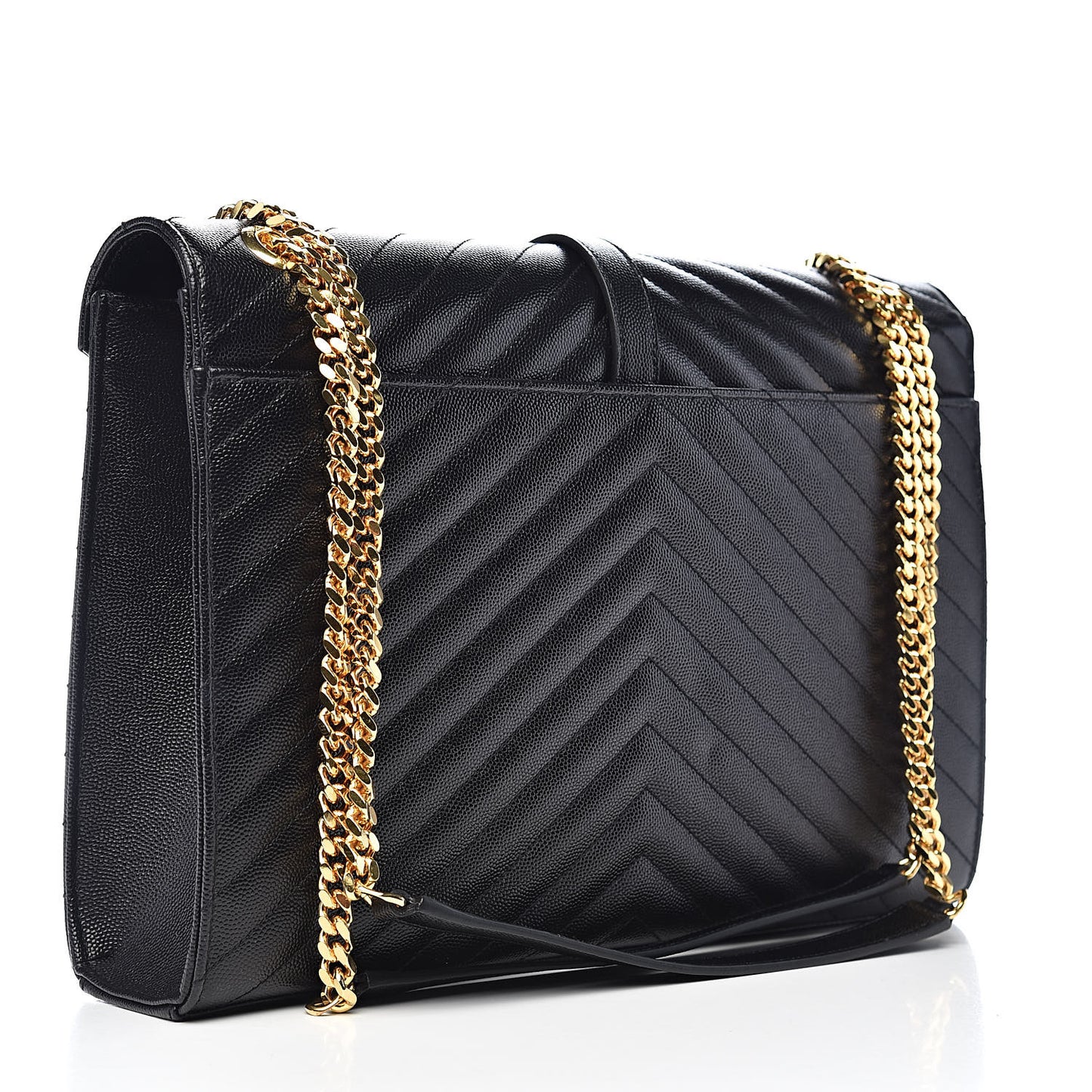 Grain De Poudre Matelasse Chevron Large Monogram Satchel Black
