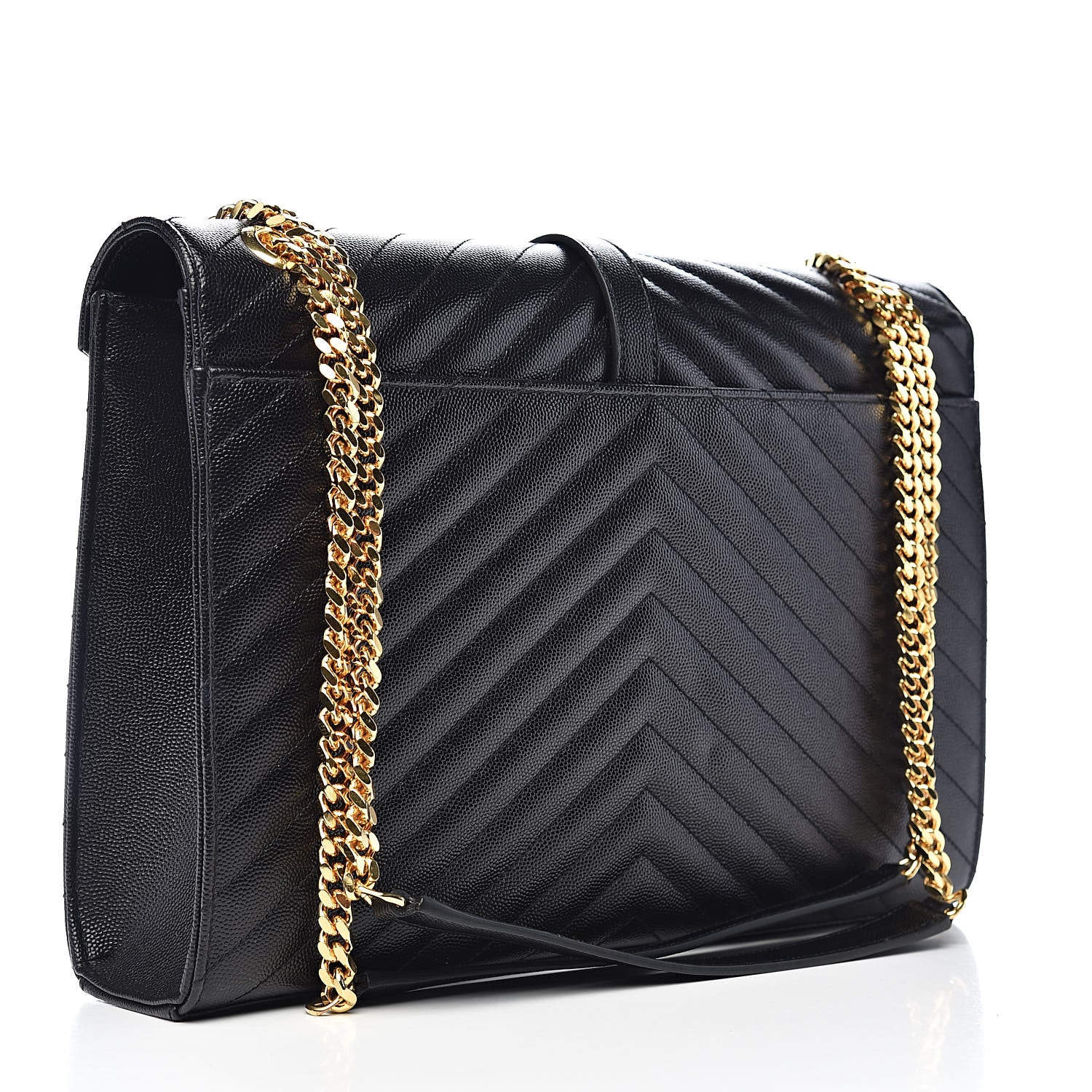 Saint Laurent Grain De Poudre Matelasse Chevron Large Monogram Satchel Black 3 of 10