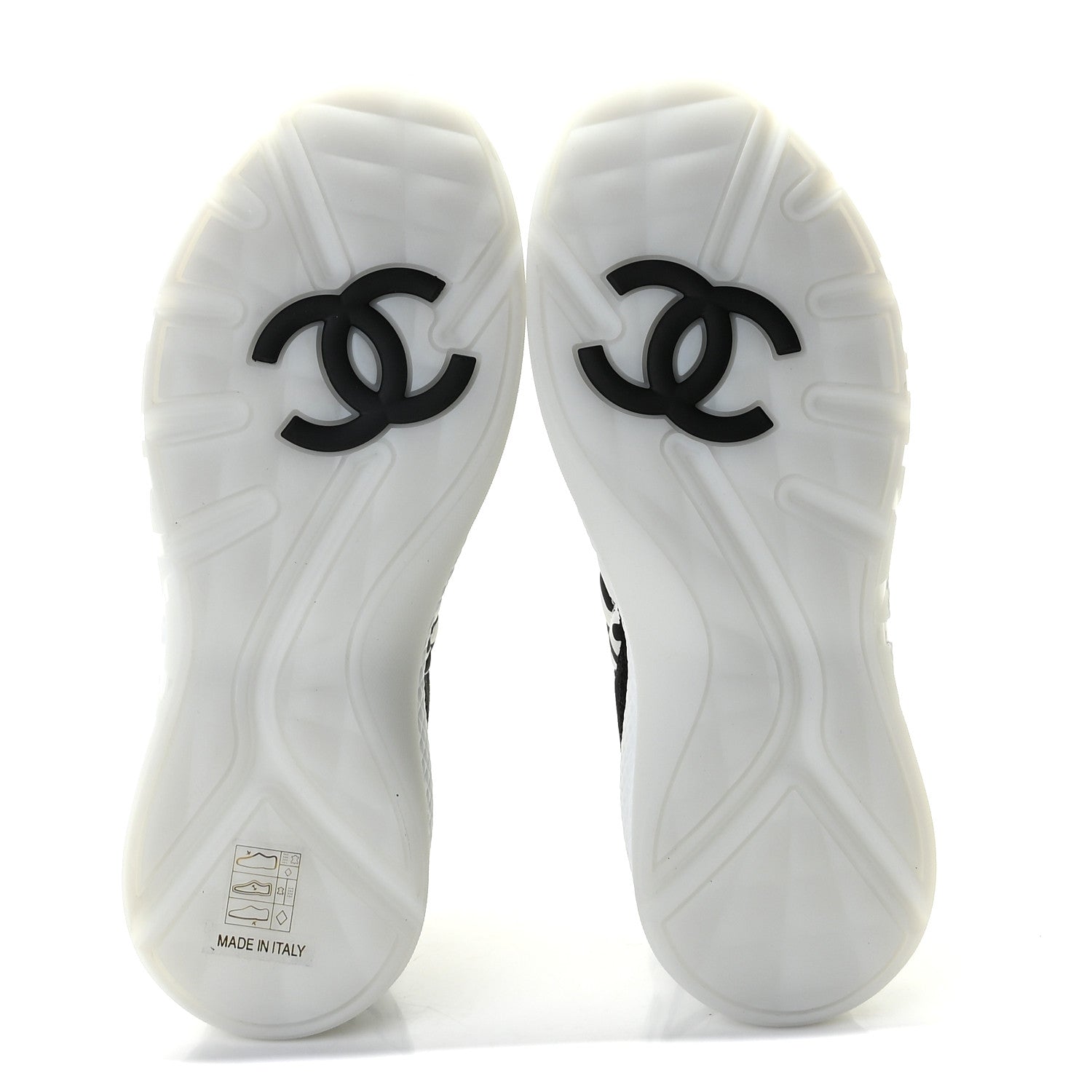 Chanel Nylon Suede Calfskin Printed Sneakers 38.5 White Black 8 of 11