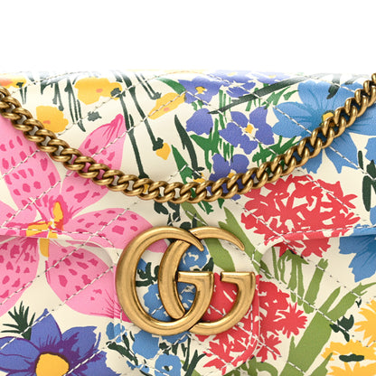 Gucci X KEN SCOTT Calfskin Matelasse Floral Print Super Mini GG Marmont Shoulder Bag Ivory Pink 8 of 11