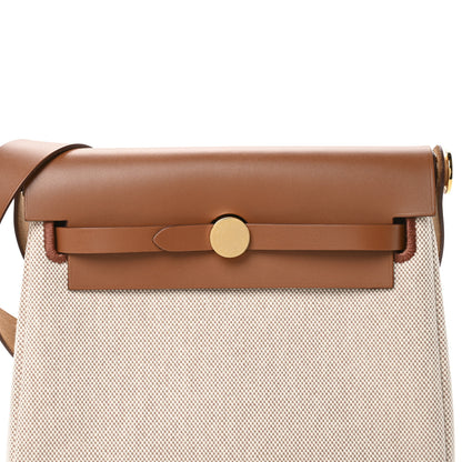 Hermes Military Toile Vache Hunter Herbag Zip Retourne 20 Ecru Beige Fauve 8 of 11