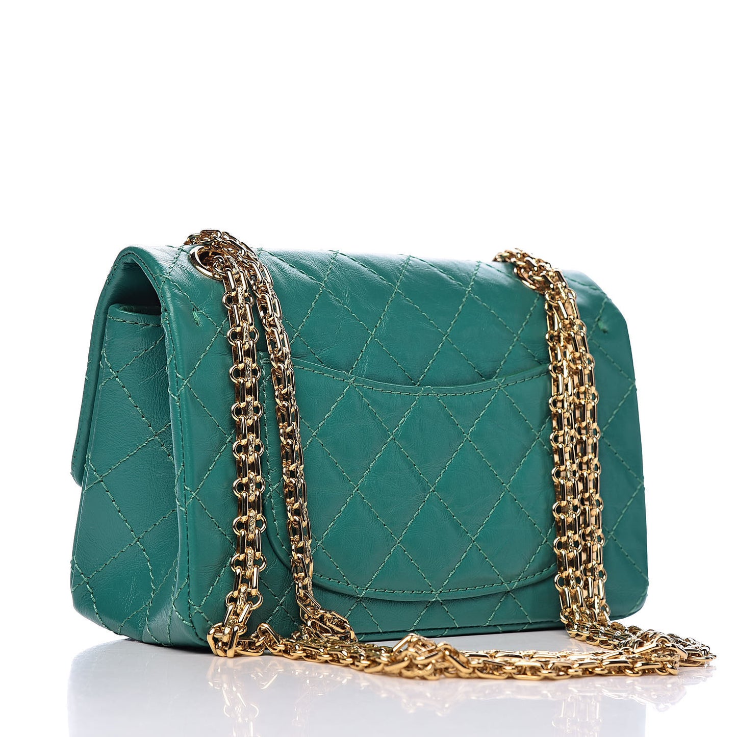 Aged Calfskin Quilted 2.55 Reissue Mini Flap Green